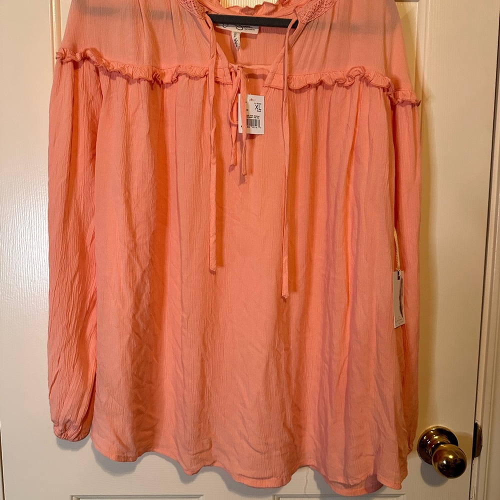 Jessica Simpson Maternity Coral Peasant Blouse